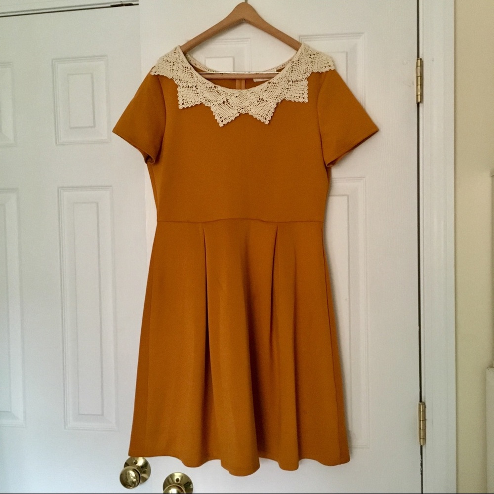 Modcloth Freeway Mustard Collared Dress